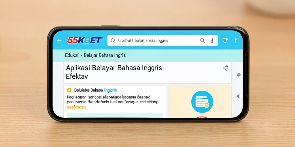 Tampilan antarmuka aplikasi 55KBET untuk Belajar Bahasa Inggris.
