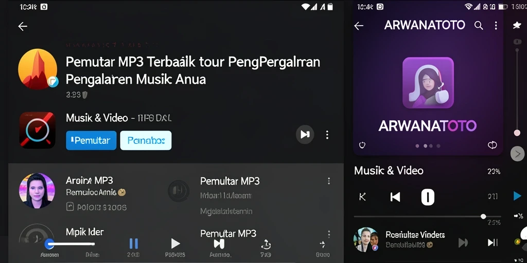 Tampilan antarmuka <strong>ARWANATOTO</strong> dengan fitur pemutar MP3 yang menarik.
