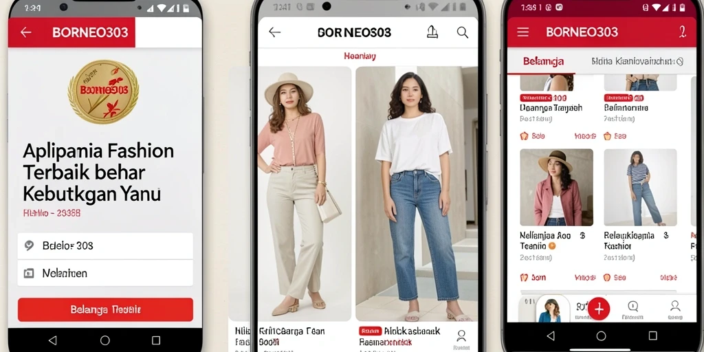 Antarmuka aplikasi BORNEO303 menampilkan berbagai pilihan fashion stylish.