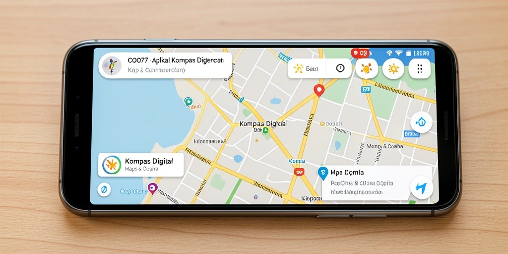 Antarmuka aplikasi Kompas Digital yang sederhana dan intuitif.