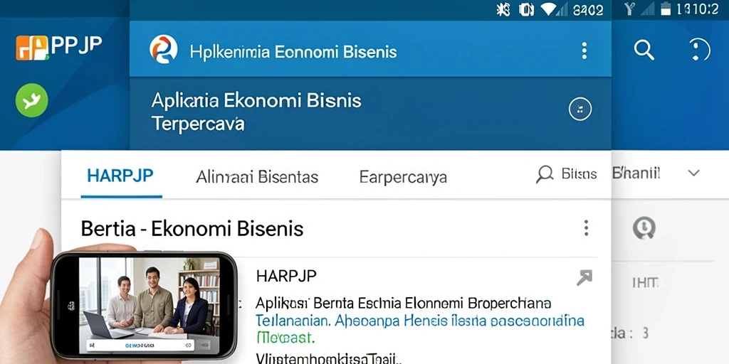 Screenshot antarmuka utama HARAPJP dengan informasi ekonomi bisnis.