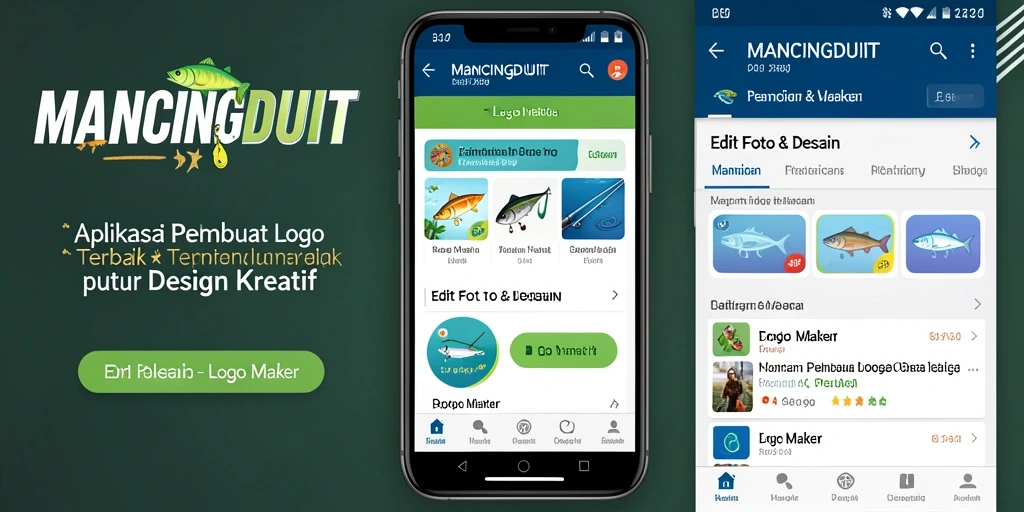 Antarmuka MANCINGDUIT dengan fitur Logo Maker yang menarik.