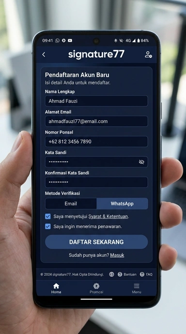 Buat Akun Baru di signature77 dengan Gampang